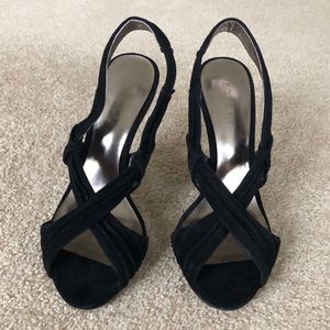 BCBG black suade stilettos
